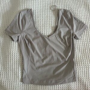 lululemon athletica Women's Align Short Sleeve V-Neck Top in Light Taupe